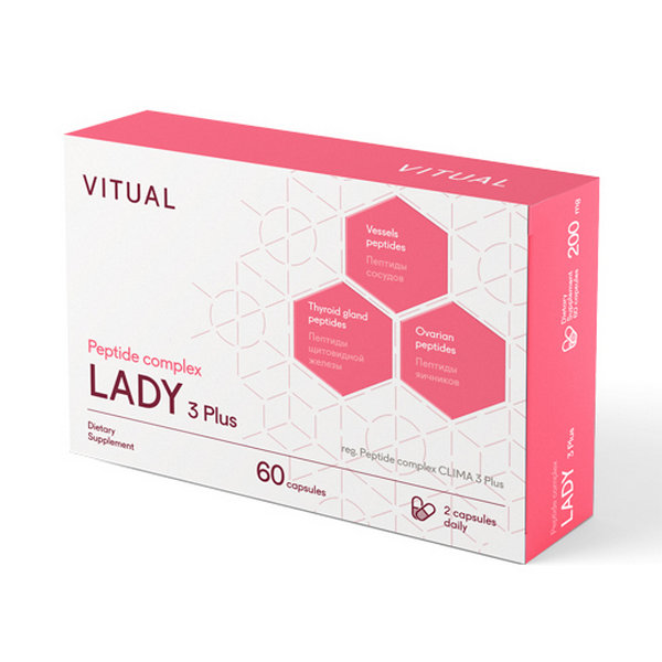 Lady 3 Plus – Peptidi za žensko reproduktivno funkcijo in kožo (60 kapsul)